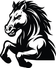 Bronco Middle High School Sports Team Mascot - Furious Mustang Horse silhouette