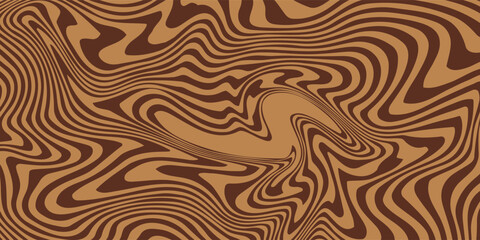 Fototapeta premium Abstract brown psychedelic waves print background. 1970s trippy seamless pattern. Marble acrylic swirl pattern. Coffee or chocolate liquid texture.