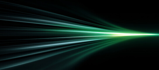 Radiant Green and Blue Light Beams Converging on a Dark Background