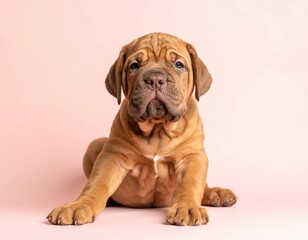 Obraz premium Adorable Cachorro Mastín de Mallorca sobre Fondo Pastel, Generated image