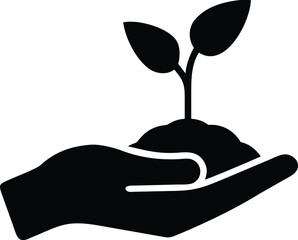 hand holding seedling silhouette