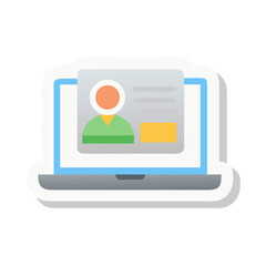 Online training icon sticker isolated on gray background