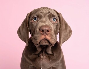 Fototapeta premium Cachorros adorables de Presa Canario con ojos azules expresivos, Generated image