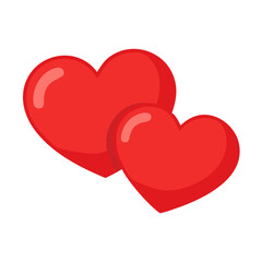 Two red hearts icon isolated on white background