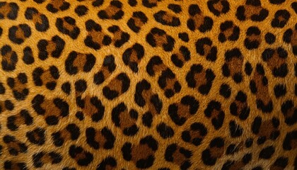Close-up of leopard fur with striking brown, black and white spots. Brown and black fur with unique fibers, creating visual contrast. Simple gray background.