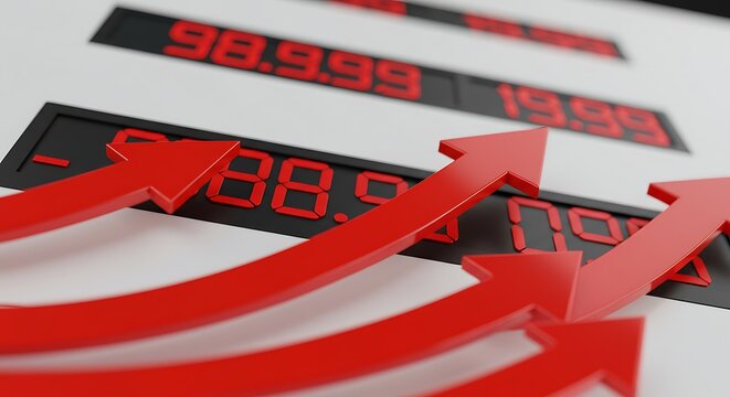 Rising Red Arrows Showing Financial Growth on Digital Display