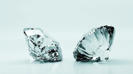 Two large diamonds rotate slowly on a white background - Powered by Adobe