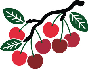 cherries with leaves