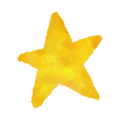 Fototapeta premium 水彩風の黄色い星のイラスト｜Watercolor Yellow Star Illustration
