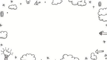 Obraz premium Hand-drawn design elements arranged in a border.