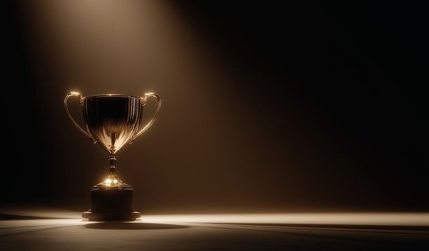 Golden trophy on black background symbolizing success and achievement in business competition or sport award ceremony with elegant and professional concept