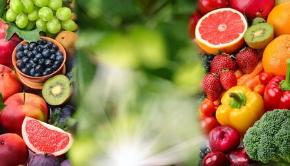 background of fruits vegetables and berries fresh food