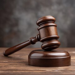 Gavel of justice in empty courtroom moody atmosphere wide frame imagery law and order concept