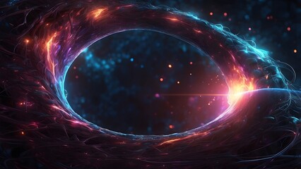 A glowing wormhole with shadowy tendrils reaching outward. Cinematic theme, HDR, Vibrant