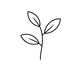 Obraz premium Minimalist line art of a three leaf plant stem