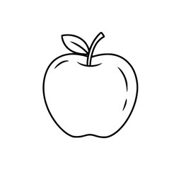 Fototapeta premium Outline illustration of a fresh apple with leaf