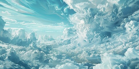 Majestic Sky Panoramic View of Puffy Clouds Floating in the Atmosphere