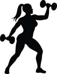 silhouette of a fitness woman doing weightlifting