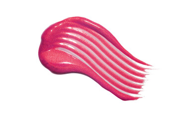 Pink fuchsia colored lip gloss smudge swatch isolated on white