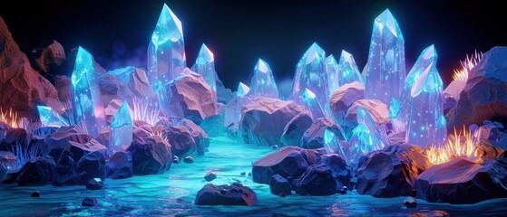 Enchanted Crystal Formation in a Mystical Underwater Landscape