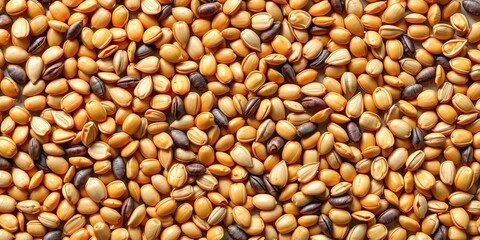 A whimsical scattering of sunflower seeds, some hulls removed, playfully arranged,   still life,  hulls