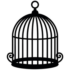 Empty bird cage icon vector illustration, Bird cage silhouette vector