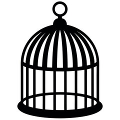 Empty bird cage icon vector illustration, Bird cage silhouette vector