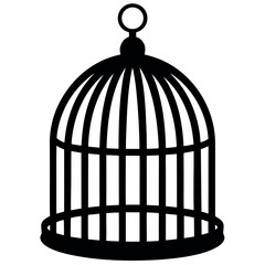 Empty bird cage icon vector illustration, Bird cage silhouette vector