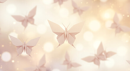 Obraz premium Origami Butterflies in Flight Gentle Pastel Dreamy Artistic Scene