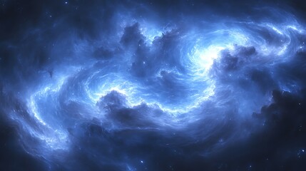 Fototapeta premium A swirling nebula of deep blue and light blue hues.