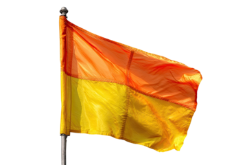 Orange and yellow flag waving