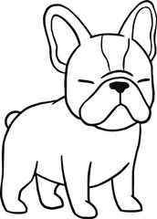 Cute French Bulldog Line Art Illustration