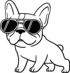 Cool French Bulldog with Sunglasses in a Relaxed Pose
