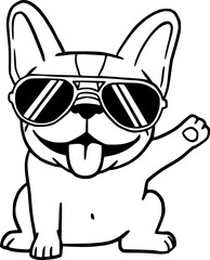 Cool French Bulldog with Sunglasses in a Relaxed Pose