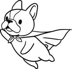 Cute French Bulldog Superhero with Flying Cape