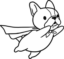 Cute French Bulldog Superhero with Flying Cape