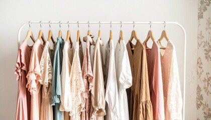 clothes on hangers on shopping mall aesthetic modern fashion 