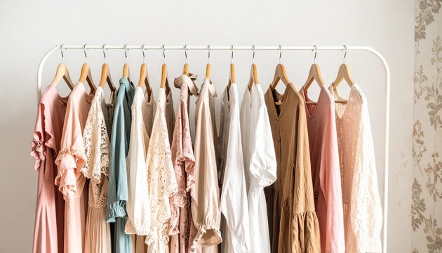 clothes on hangers on shopping mall aesthetic modern fashion