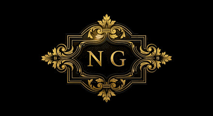 Elegant Vintage Monogram Design Featuring Golden Ornate Frame