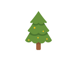 Flat Christmas Tree Vector with Star Topper