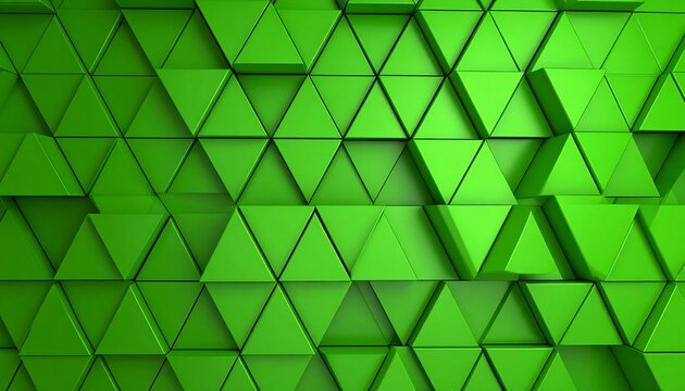 Abstract geometric pattern of many vibrant green triangles