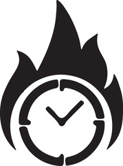 Burning clock icon symbolizing urgency and time pressure