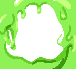 Slime green frame. Different forms border for graphic design. Melting liquid, abstract blob drip, banner, jelly splash and spot. Decorative background. Vector cartoon isolated poster illustration