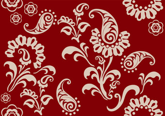 Hand drawn colourful flowers,paisley,seamless patterns with floral for fabric, textiles, clothing, wrapping paper, backdrop, banner, illustration, abstract backgrounds.
