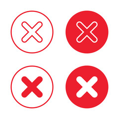 Obraz premium Cross mark icon in red circle. Delete, remove, and error X sign. Incorrect, fail, or reject symbol