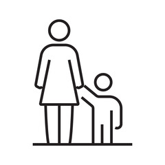 Single icon symbolizing motherhood and maternal love in outline style. Editable stroke vector illustration.