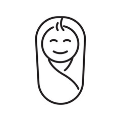 Single icon of an infant baby, designed in outline style. Editable stroke vector illustration.