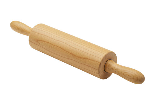 Wooden rolling pin kitchen utensil isolated on transparent background