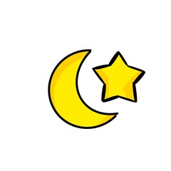 Crescent Moon and Star Illustration  