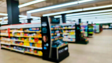 defocused abstract background of minimarket or convenience store